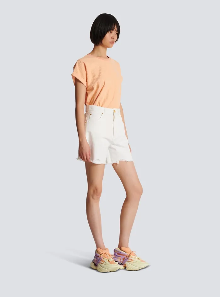 Balmain Denim Shorts White Women Denim