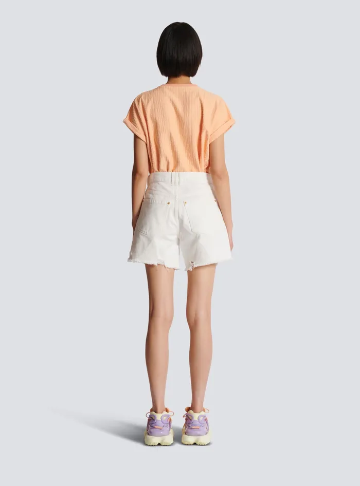 Balmain Denim Shorts White Women Denim