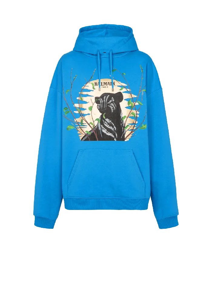 Balmain Disney X The Lion King 8211 Hoodie With Cassius Khumalo Print Blue Men Sweatshirts