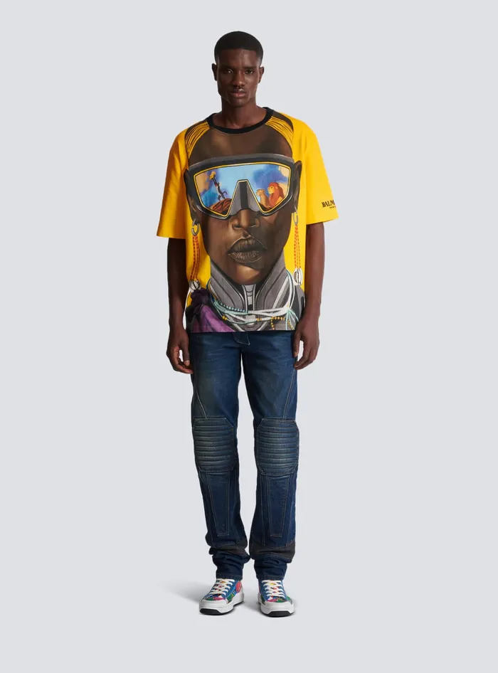 Balmain Disney X The Lion King 8211 Relaxed Tshirt With Nika Mtwana Print Multicolor Men TShirts