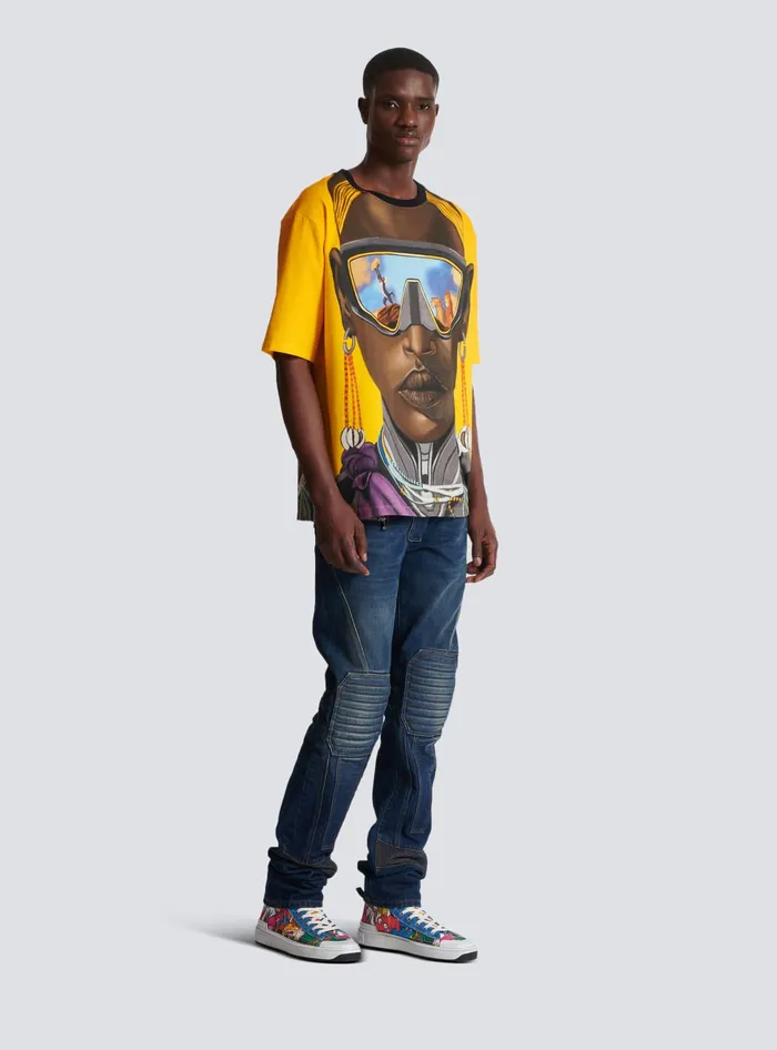 Balmain Disney X The Lion King 8211 Relaxed Tshirt With Nika Mtwana Print Multicolor Men TShirts