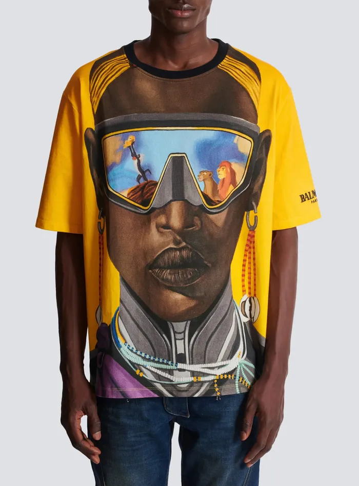 Balmain Disney X The Lion King 8211 Relaxed Tshirt With Nika Mtwana Print Multicolor Men TShirts