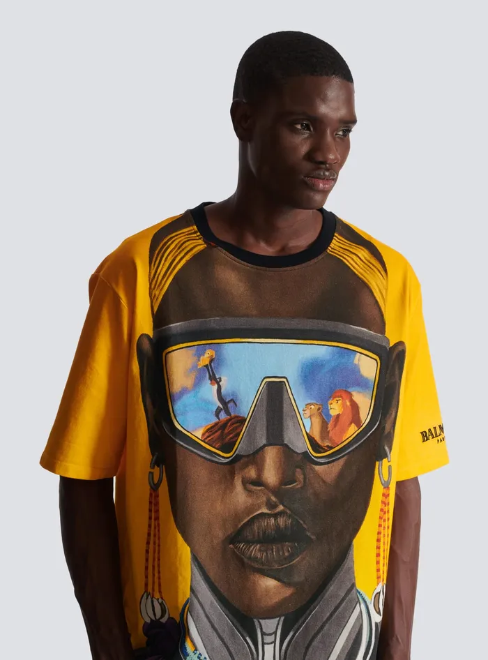 Balmain Disney X The Lion King 8211 Relaxed Tshirt With Nika Mtwana Print Multicolor Men TShirts