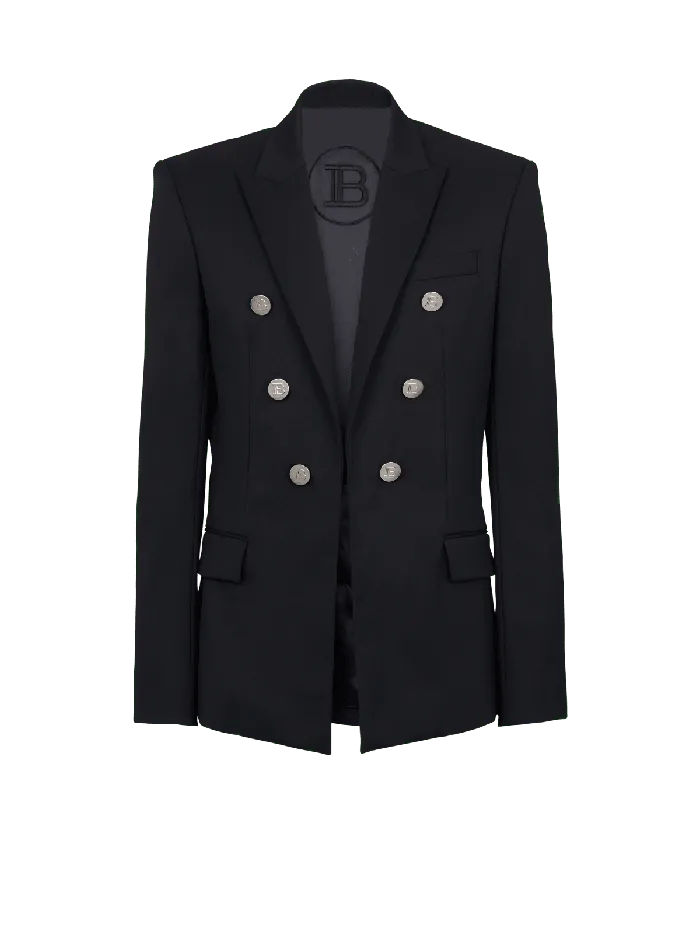 Balmain Doublebreasted Wool Blazer Black Men Jackets And Blazers