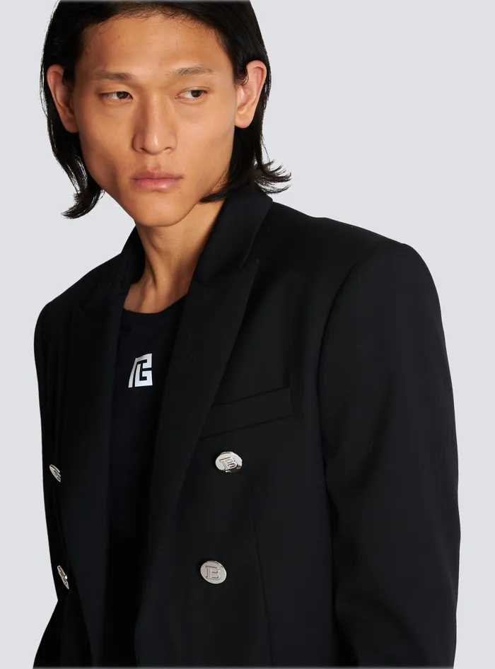 Balmain Doublebreasted Wool Blazer Black Men Jackets And Blazers