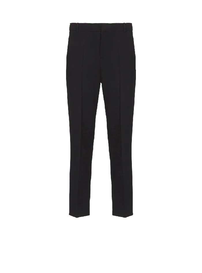 Balmain Double Wool Crepe Trousers Black Men Trousers And Shorts