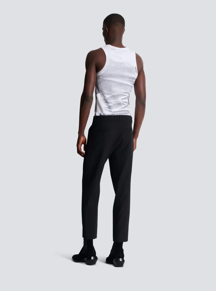 Balmain Double Wool Crepe Trousers Black Men Trousers And Shorts