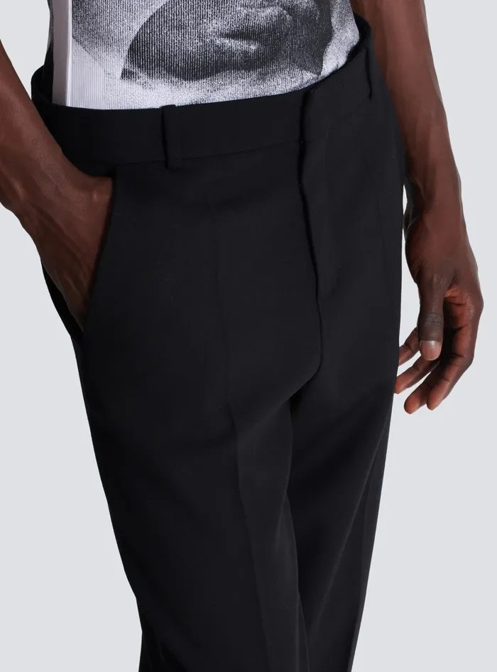 Balmain Double Wool Crepe Trousers Black Men Trousers And Shorts