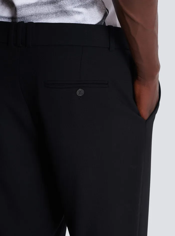 Balmain Double Wool Crepe Trousers Black Men Trousers And Shorts