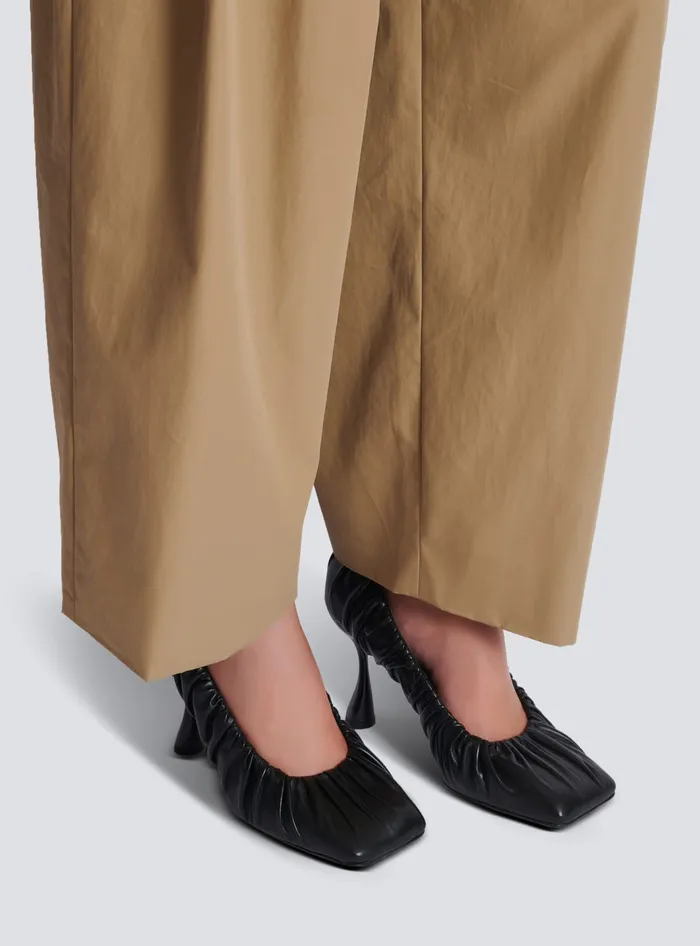 Balmain Eden Pumps In Gathered Lambskin Black Women High Heels and Pumps