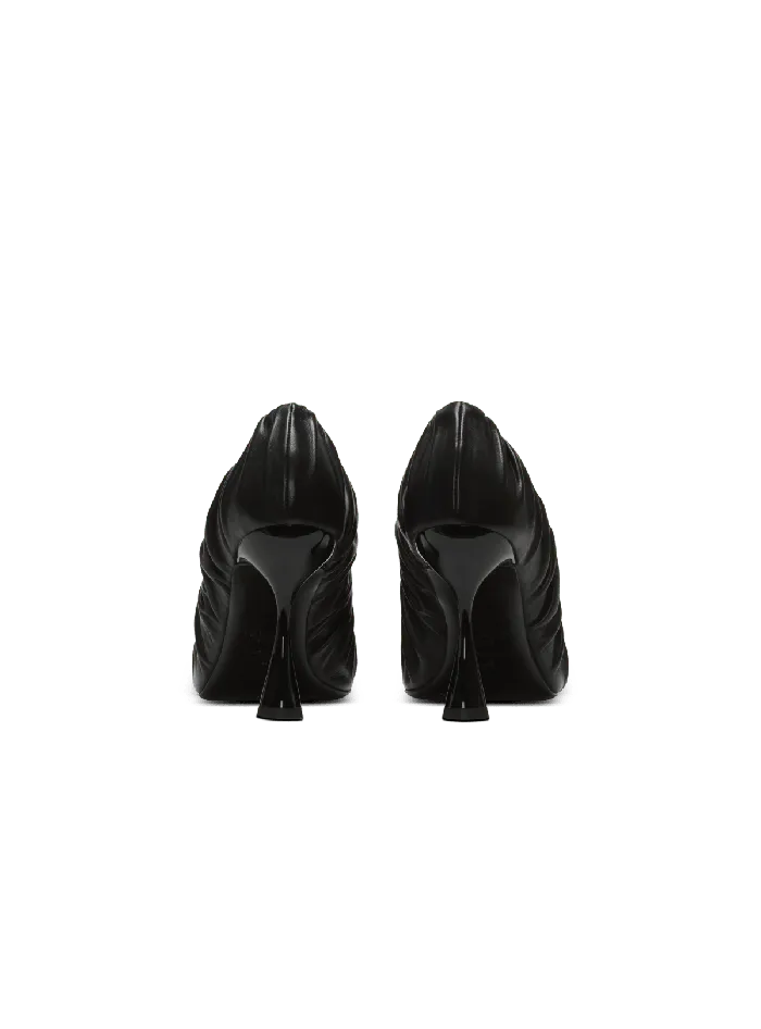 Balmain Eden Pumps In Gathered Lambskin Black Women High Heels and Pumps