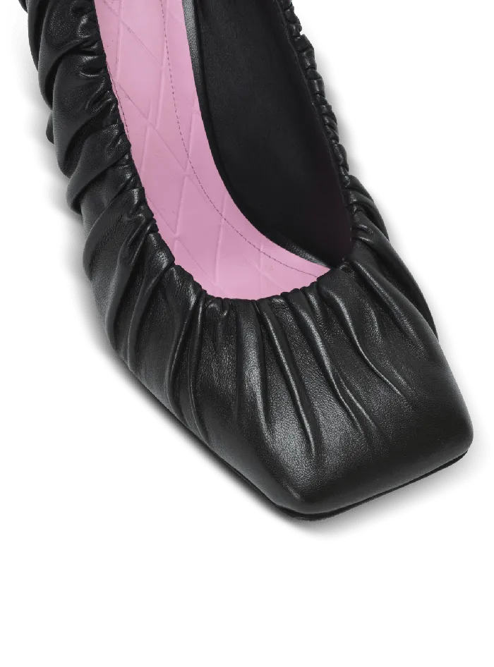 Balmain Eden Pumps In Gathered Lambskin Black Women High Heels and Pumps