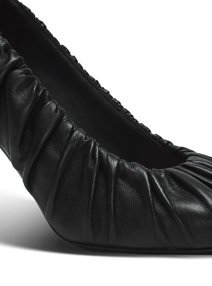 Balmain Eden Pumps In Gathered Lambskin Black Women High Heels and Pumps
