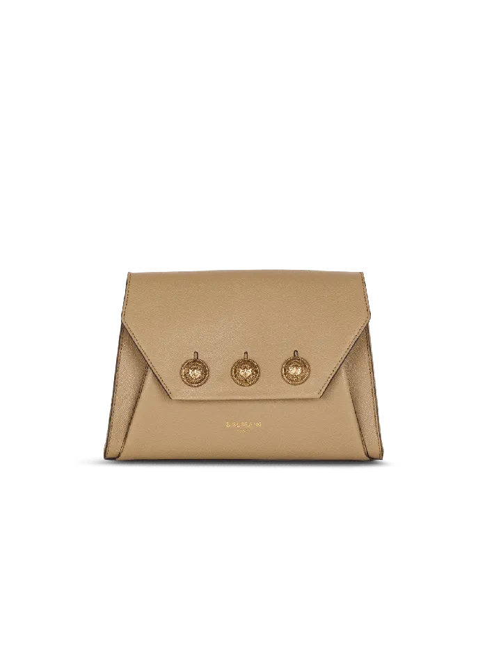 Balmain Emblegraveme Flap Grained Calfskin Bag Brown Women Clutches