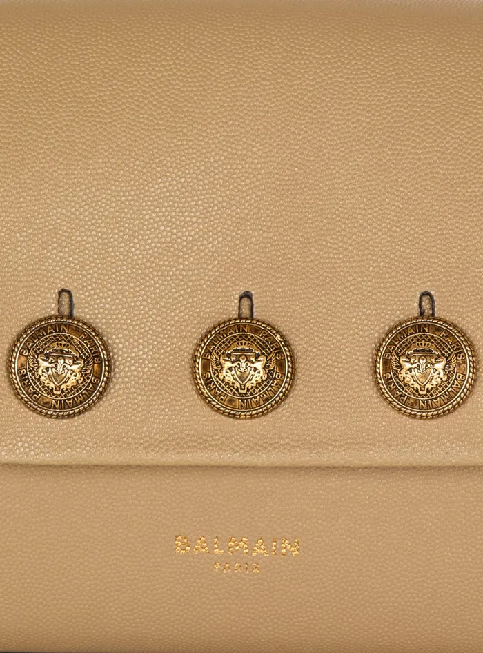 Balmain Emblegraveme Flap Grained Calfskin Bag Brown Women Clutches