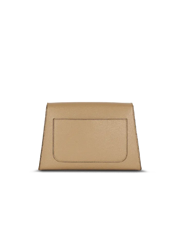 Balmain Emblegraveme Flap Grained Calfskin Bag Brown Women Clutches