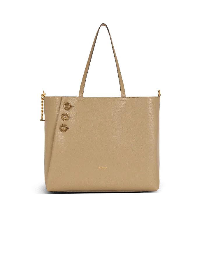 Balmain Emblegraveme Grained Calfskin Tote Bag Brown Women Tote Bags