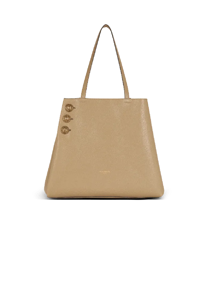Balmain Emblegraveme Grained Calfskin Tote Bag Brown Women Tote Bags