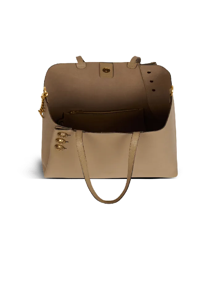 Balmain Emblegraveme Grained Calfskin Tote Bag Brown Women Tote Bags