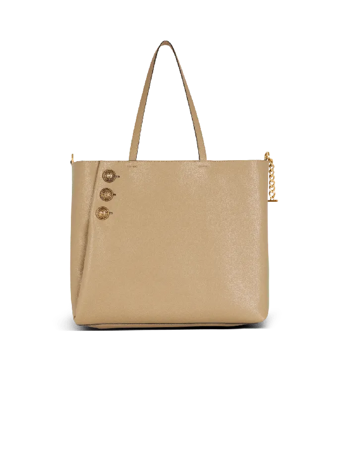 Balmain Emblegraveme Grained Calfskin Tote Bag Brown Women Tote Bags