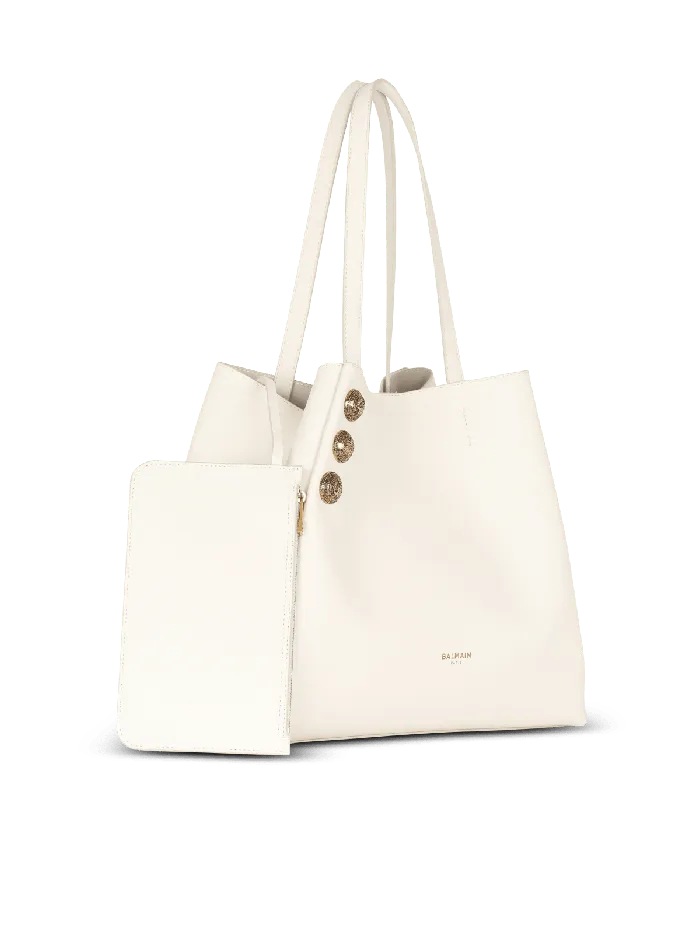 Balmain Emblegraveme Leather Tote Bag White Women Tote Bags
