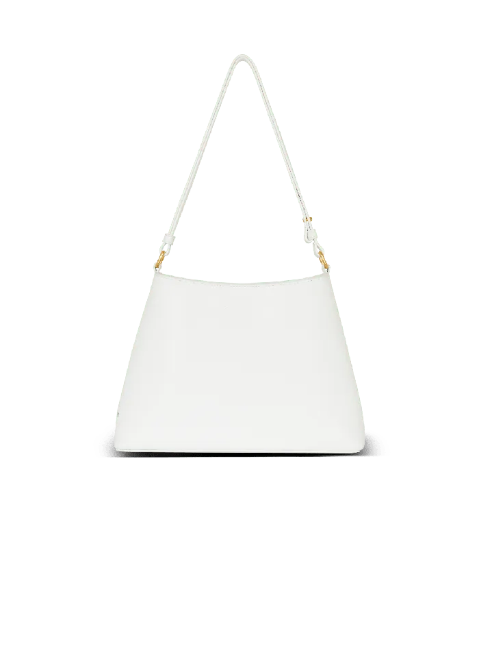 Balmain Emblegraveme Shoulder Bag In Grained Calfskin White Women Shoulder Bags