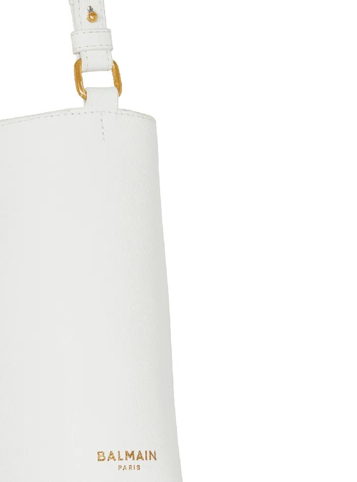 Balmain Emblegraveme Shoulder Bag In Grained Calfskin White Women Shoulder Bags