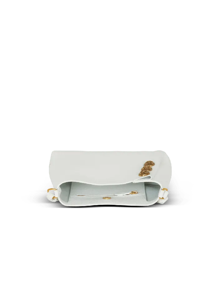 Balmain Emblegraveme Shoulder Bag In Grained Calfskin White Women Shoulder Bags