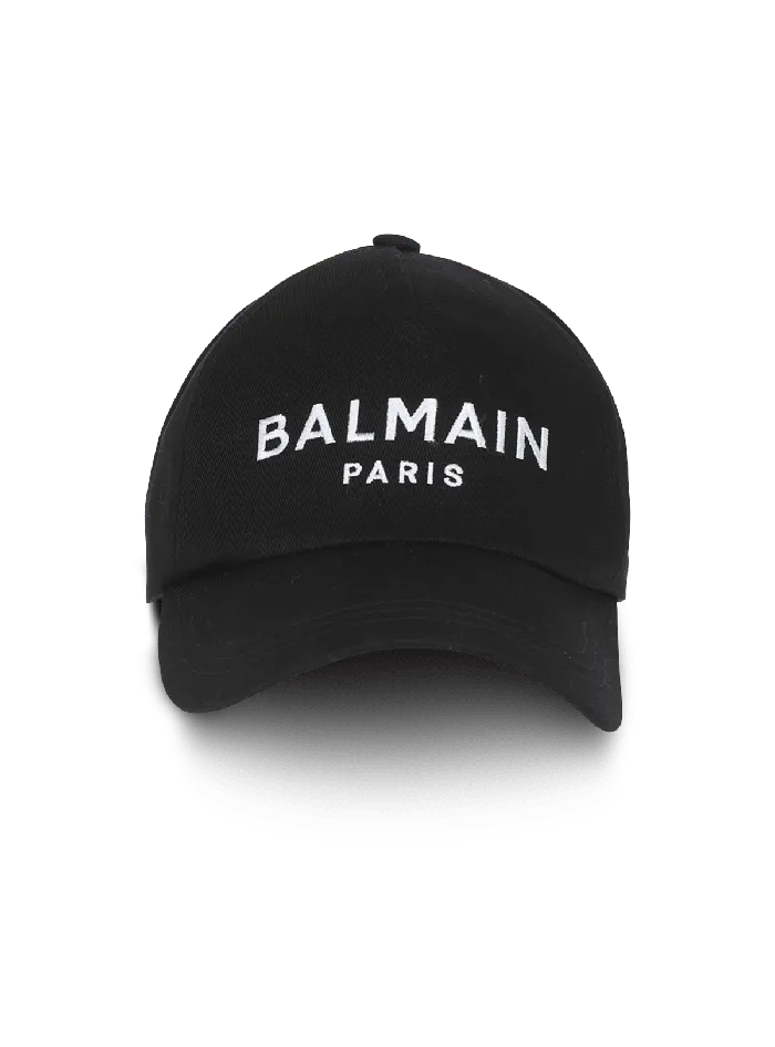Balmain Embroidered Paris Cap Black Women Hats And Caps