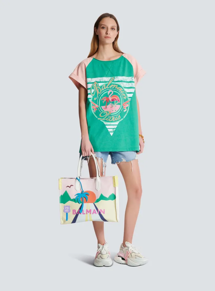 Balmain Flamingo Tshirt Green Women TShirts