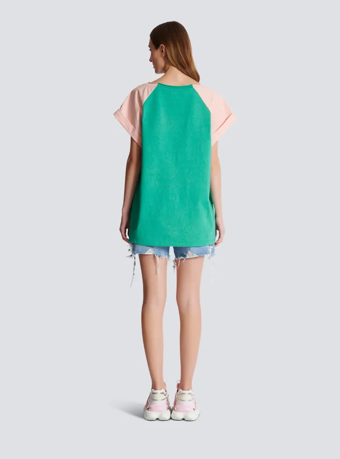 Balmain Flamingo Tshirt Green Women TShirts