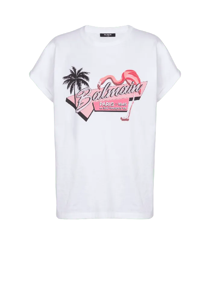 Balmain Flamingo Tshirt White Women TShirts