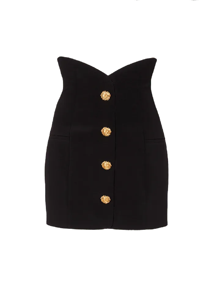 Balmain Flared Double Crepe Tulip Skirt Black Women Skirts