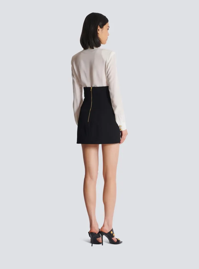 Balmain Flared Double Crepe Tulip Skirt Black Women Skirts