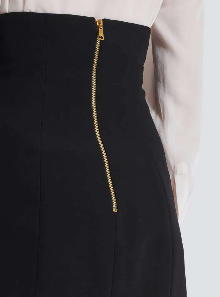 Balmain Flared Double Crepe Tulip Skirt Black Women Skirts