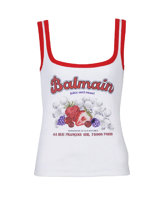 Balmain Fruit Tank Top White Women TShirts