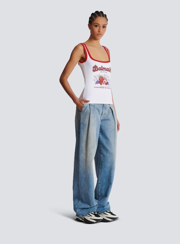 Balmain Fruit Tank Top White Women TShirts