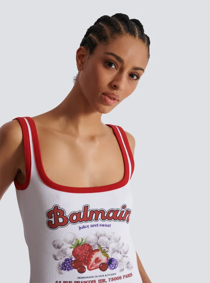 Balmain Fruit Tank Top White Women TShirts