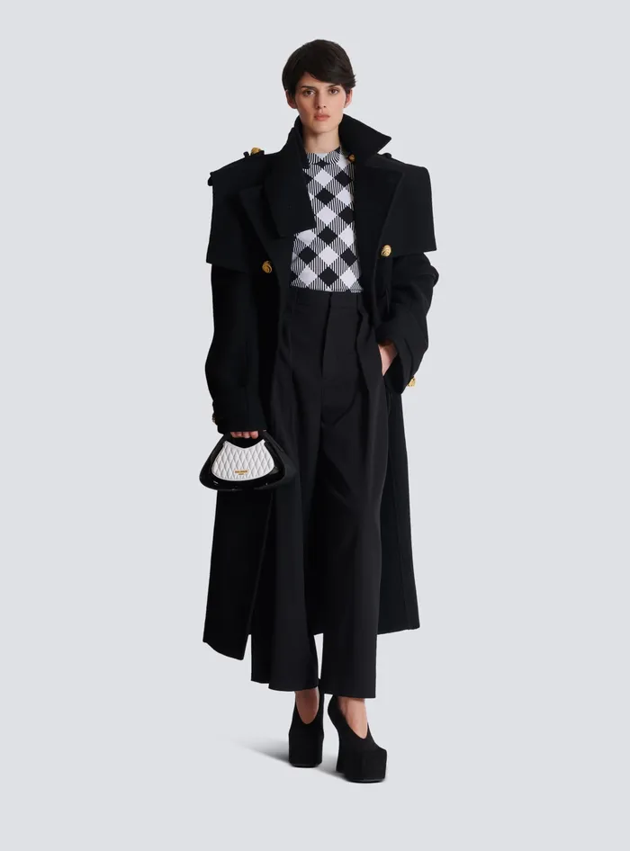 Balmain Gingham Button Tshirt Black Women TShirts