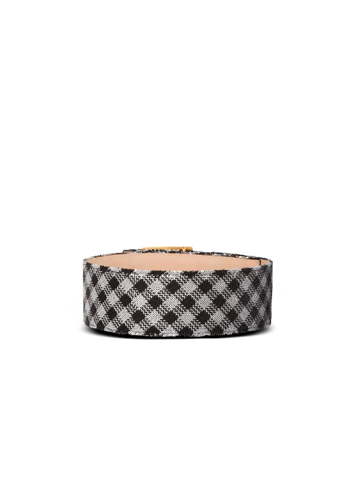 Balmain Gingham Embroidered BBelt Black Women Belts