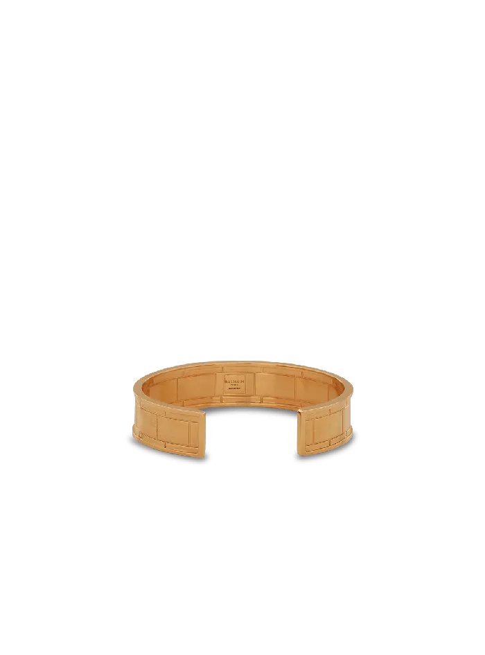 Balmain Goldtone Brass Cuff Bracelet With Logo Gold WomenMen Fashion Jewelry
