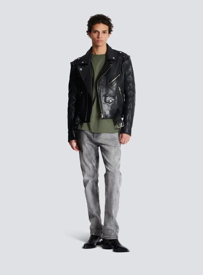 Balmain Grey Denim Regularfit Jeans Grey Men Denim