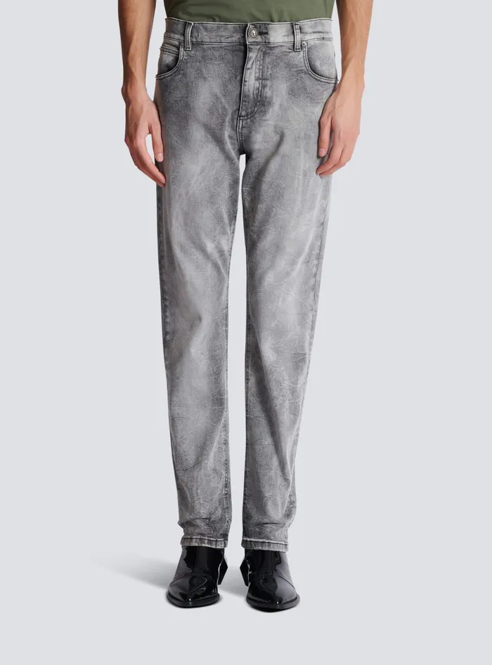 Balmain Grey Denim Regularfit Jeans Grey Men Denim