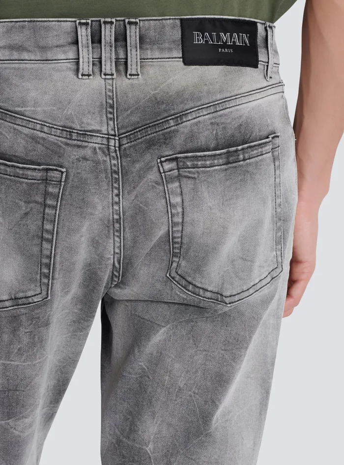 Balmain Grey Denim Regularfit Jeans Grey Men Denim