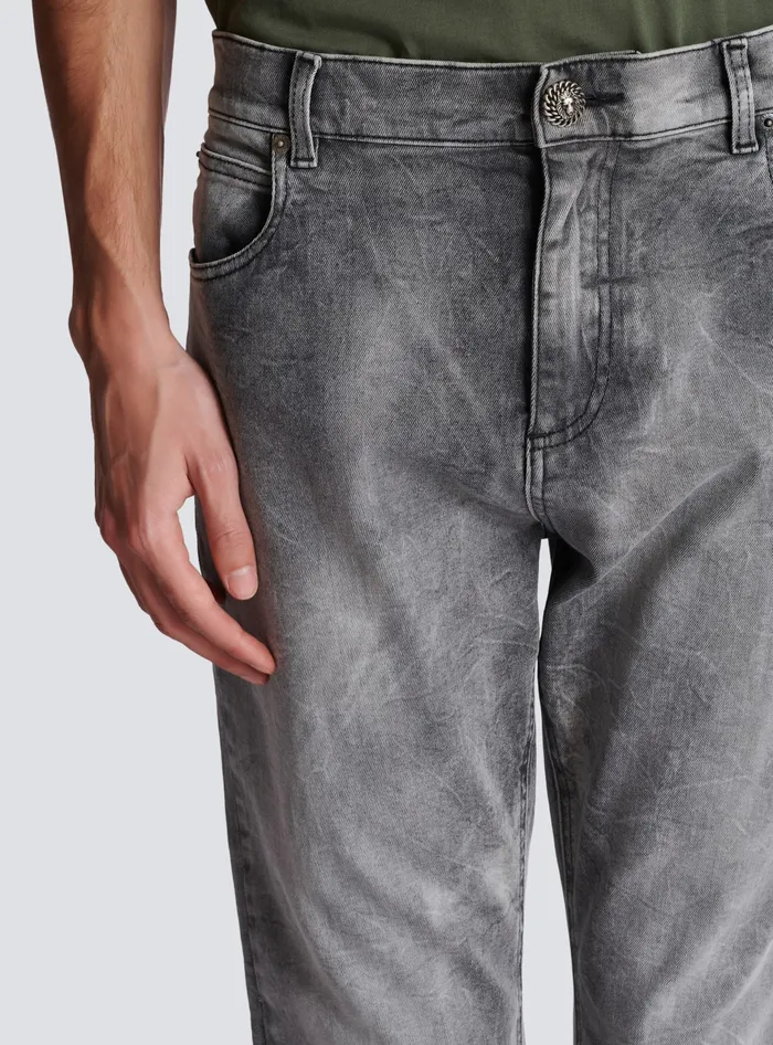 Balmain Grey Denim Regularfit Jeans Grey Men Denim