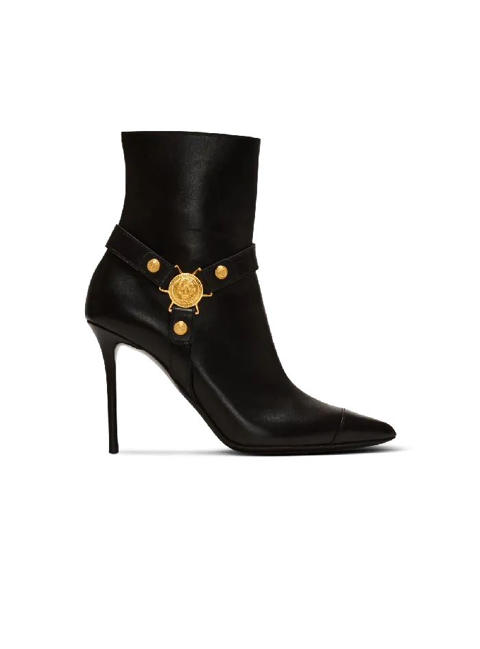 Balmain Heeled Calfskin Eva Ankle Boots Black Women Boots