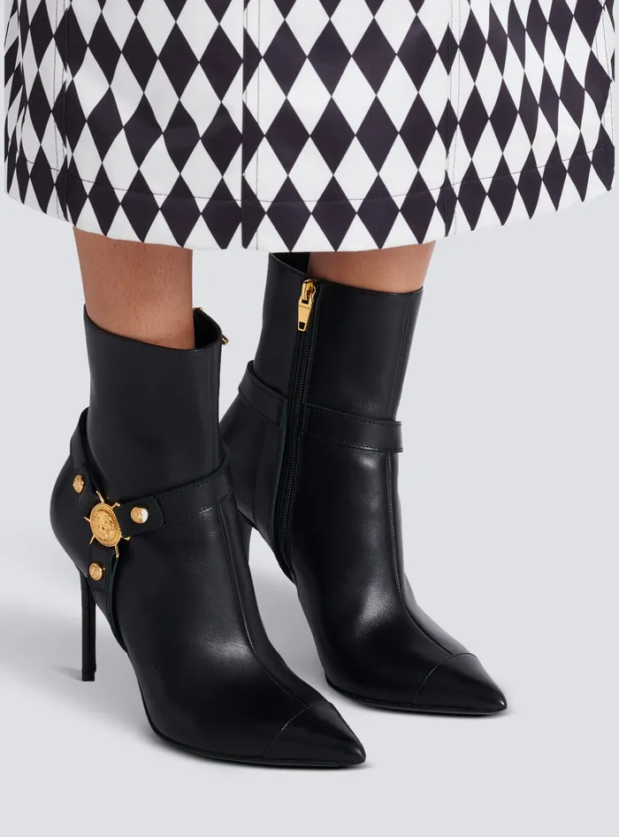 Balmain Heeled Calfskin Eva Ankle Boots Black Women Boots