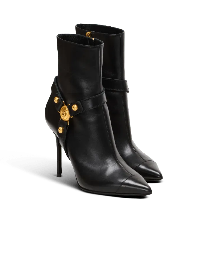Balmain Heeled Calfskin Eva Ankle Boots Black Women Boots