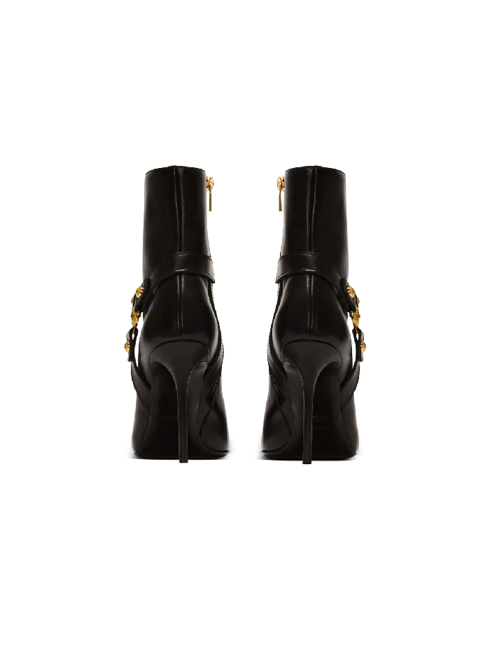 Balmain Heeled Calfskin Eva Ankle Boots Black Women Boots