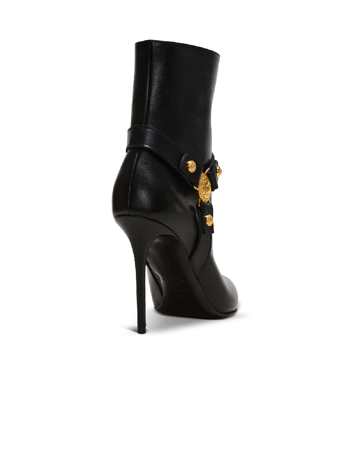 Balmain Heeled Calfskin Eva Ankle Boots Black Women Boots
